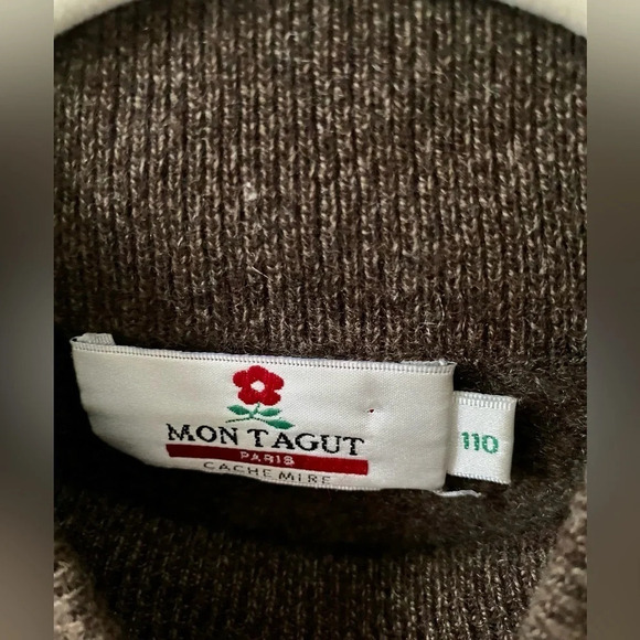 100% Cashmere Maison MonTagut Paris Vintage Dark Brown  Crewneck Sweater Size L - Picture 7 of 12